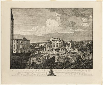 Die Ruinen des Pirnaischen Vororts mit dem Palais Fürstenhof von Bernardo Bellotto