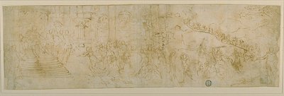 Salomo und die Königin von Saba (recto); Skizze der Königin von Saba (verso) von Bernardo Castello