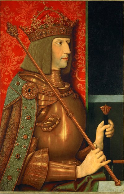 Kaiser Maximilian I. in Rüstung und Königskrone von Bernhard Strigel
