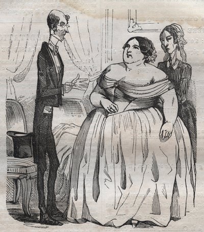 Die Gourmands - die Fettleibigkeit und die Dünnheit - Gravur in Die Physiologie des Geschmacks von Jean Anthelme Brillat Savarin von Bertall