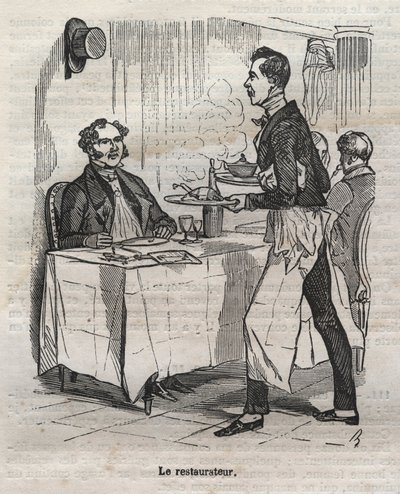 Der Restaurateur - Gravur in Die Physiologie des Geschmacks von Jean Anthelme Brillat Savarin von Bertall