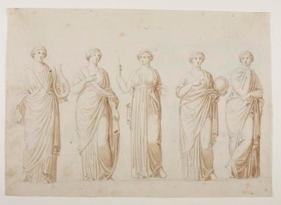 Die Musen Terpsichore, Erato, Clio, Urania und Polyhymnia von Bertel Thorvaldsen