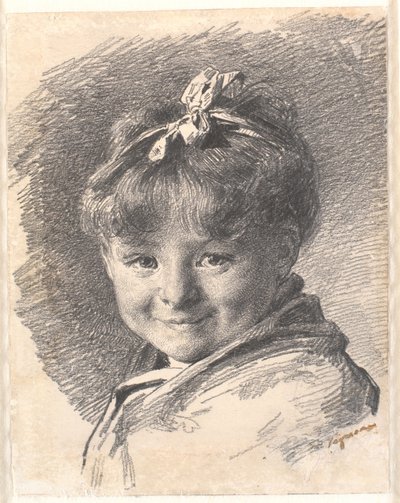Porträt eines kleinen Mädchens mit kurzem Haar und Stirnband von Bertha Wegmann