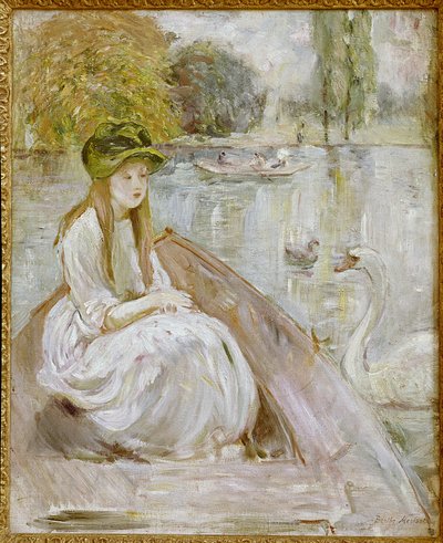 Jeanne Fourmanoir am See. Gemälde von Berthe Morisot von Berthe Morisot