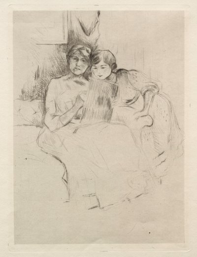 Die Zeichenstunde (Berthe Morisot zeichnet mit ihrer Tochter) von Berthe Morisot