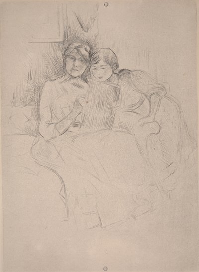 Die Zeichenstunde - Berthe Morisot zeichnet mit ihrer Tochter, ca. 1889-90 von Berthe Morisot