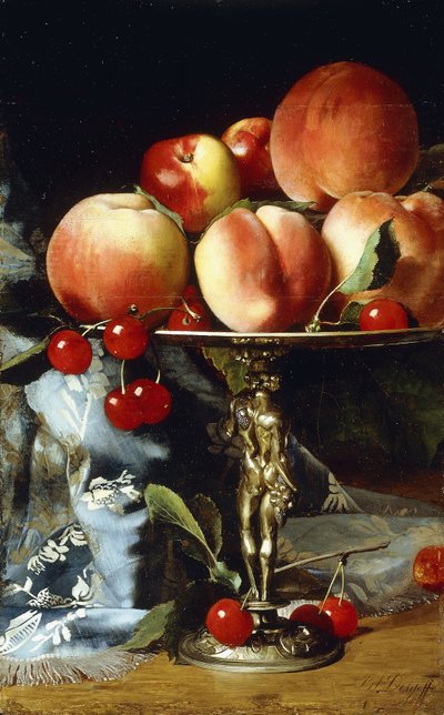 Stillleben mit Pfirsichen, Pflaume und Kirschen von Blaise Alexandre Desgoffe