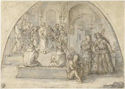 Zwölfjähriger Christus im Tempel und die Befreiung des Petrus von Boccaccio Boccaccino (attributed to)