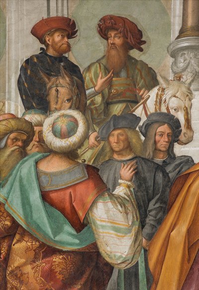 Zentrales Kirchenschiff, zweite nördliche Spannweite, Heirat der Jungfrau, Boccaccio Boccaccino 1514-15, Detail von Boccaccio Boccaccino