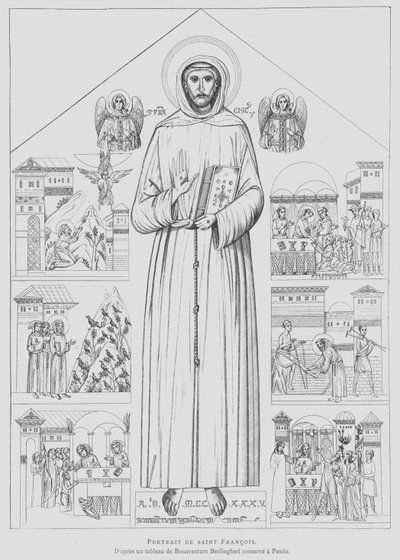 Porträt von St. Franziskus von Assisi (Lithografie) von Bonaventura Berlinghieri