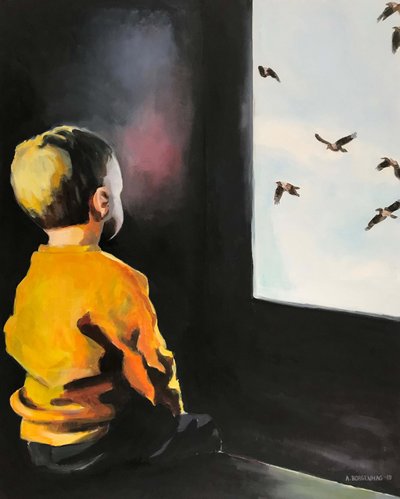 Fensterblick des kleinen Jungen von Borgenhag Holmqvist