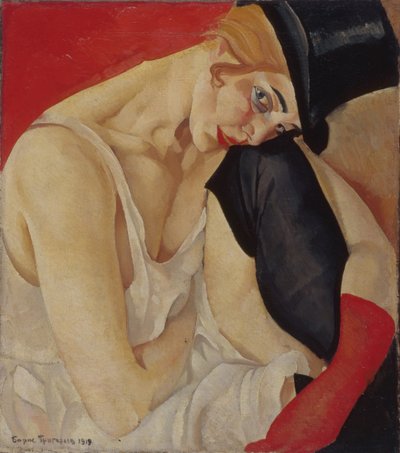 Dame mit Zylinder, 1919 von Boris Dmitrievich Grigoriev