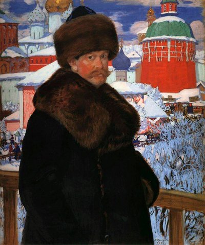 Selbstporträt, 1912 von Boris Mikhailovich Kustodiev