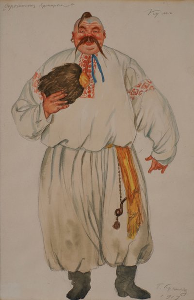 Kostümentwurf für die Oper Der Jahrmarkt von Sorotschinzi von Modest Mussorgski, 1919 von Boris Mikhailovich Kustodiev
