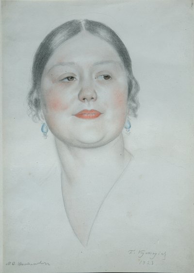 Porträt von Maria Dmitrievna Schostakowitsch von Boris Mikhailovich Kustodiev