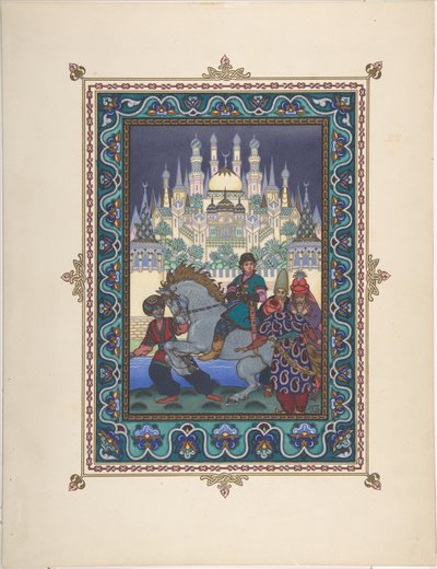 Illustration zum Märchen von Iwan Zarewitsch, dem Feuervogel und dem grauen Wolf, ca. 1925 von Boris Vasilievich Zvorykin