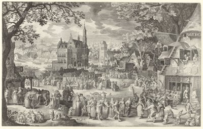 Bauernkirmes vor der Waage auf dem Dorfplatz von Boëtius Adamsz. Bolswert