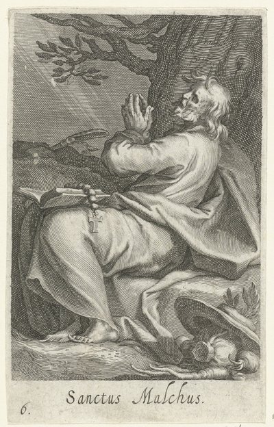 Heiliger Malchus von Chalcis als Einsiedler (Sanctus Malchus, Serie: Kluizenaars, Sacra eremvs ascetarvm) von Boëtius Adamsz. Bolswert