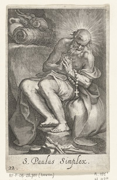Heiliger Paulus von Ägypten als Einsiedler von Boëtius Adamsz. Bolswert