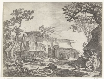 Landschaft mit Bauernhof und Tobias und dem Engel von Boëtius Adamsz. Bolswert