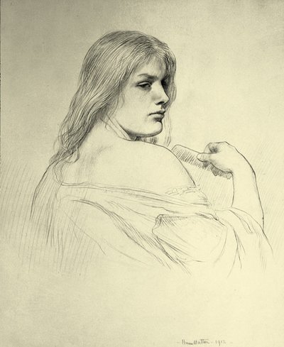 Junge Frau kämmt ihr Haar - Eine Studie von Beatrice Stewart von Brian Hatton