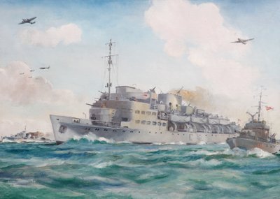 HMS Prins Albert auf dem Weg nach Dieppe mit No 4 Commando, 19. August 1942 von Brian Joseph Mullen