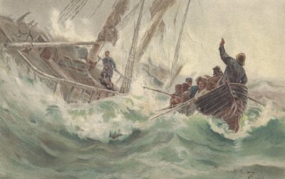 Kapitän und sein treuer Hund gehen mit dem gestrandeten Schiff unter, während die Besatzung entkommt von British School