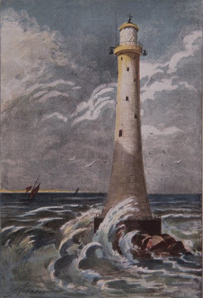 Eddystone-Leuchtturm, vor Plymouth, späte 19. Jahrhundert von British School