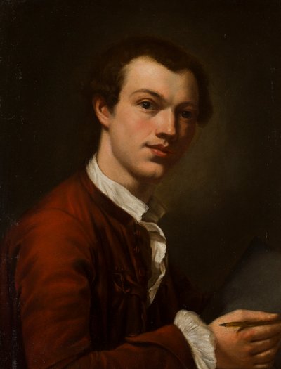Porträt eines Künstlers, möglicherweise ein Selbstporträt (Öl auf Leinwand) von British School