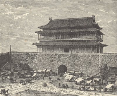 Tsien Men Tor, Eingang zur Verbotenen Stadt, Peking, China (Gravur) von British School