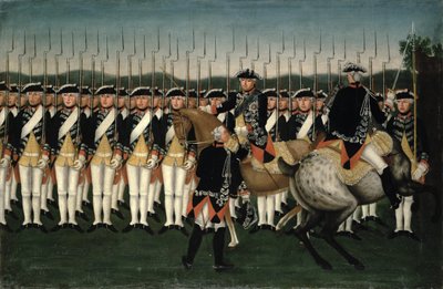 Friedrich II (1712-86) mit dem Hessen-Garde-Regiment von Brock