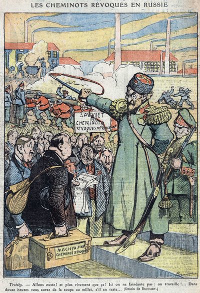 Französische Eisenbahnarbeiter aus Frankreich sprechen Leon Trotsky an von Brousset