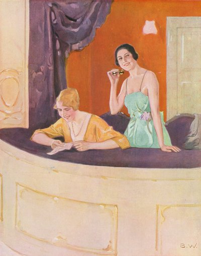 Zwei Frauen in einer Loge bei der Oper von Brynolf Wennerberg