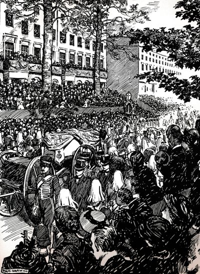 König Edward VII.s letzte Reise durch London: der Trauerzug in Piccadilly, 1910 1911 von Byam Shaw