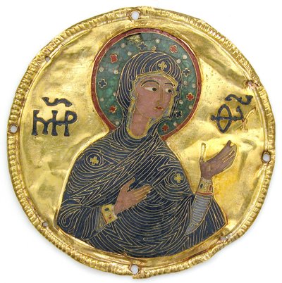 Medallion mit der Jungfrau von einem Ikonenrahmen, ca. 1100 von Byzantine