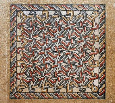 Mosaikboden aus dem Bema-Bereich der frühbyzantinischen Kirche in Shiloh, Westjordanland, 380-420 n. Chr. (Mosaik) von Byzantine Byzantine