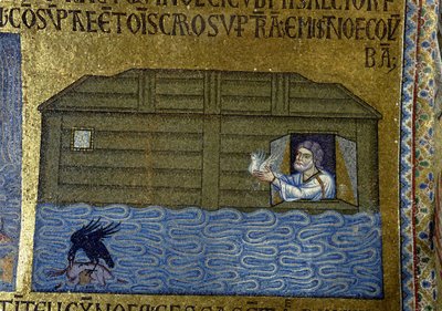 Geschichte von Noah: Noah sendet den Raben und die erste Taube (Detail) von Byzantine Byzantine