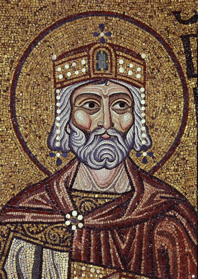 König David (Detail) der Innenmosaiken in der St. Markus Basilika, 12. Jahrhundert von Byzantine Byzantine