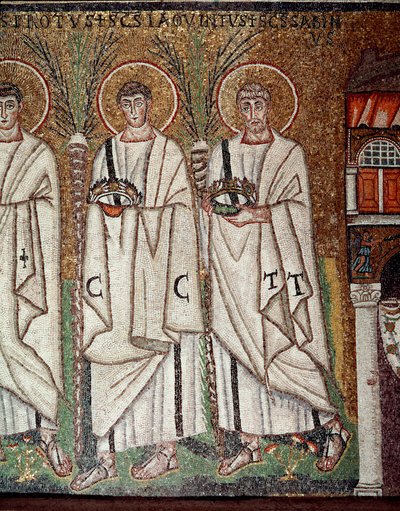 Prozession der Märtyrer (Detail eines Mosaiks, 6. Jahrhundert) von Byzantine School