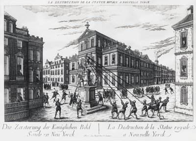 Amerikanische Separatisten reißen das Denkmal für König Georg von England in New York nieder von J.B. and Brown J. Rowbotham