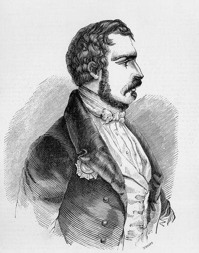 Porträt von Charles-Louis Napoleon Bonaparte, oder Napoleon III (1808-1873), Präsident der Zweiten Französischen Republik von 1848 bis 1852 und Kaiser des Zweiten Französischen Kaiserreichs von 1852 bis 1870, Gravur von J.B. and Brown J. Rowbotham