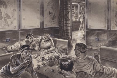 Anglo-Römer essen im Triclinium von C.L. Doughty