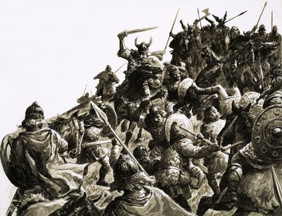 Dänische Wikinger greifen die britischen Streitkräfte unter König Alfred an von C.L. Doughty