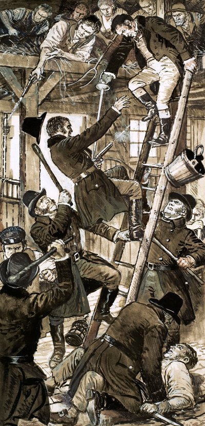 Begegnung zwischen Bow Street-Offizieren und Cato Street-Verschwörern am 23. Februar 1820 von C.L. Doughty