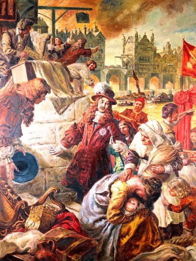König Karl II. (1630-1685) der Große Brand von London von C.L. Doughty