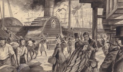 Das Dampfschiff Britannia der Cunard Company, das 1840 einen zweiwöchentlichen Dienst nach Amerika begann von C.L. Doughty