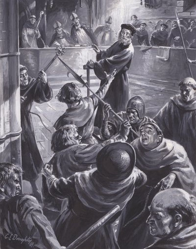 Der Prozess gegen John Wyclif, bei dem eine Menge versuchte, ihn zu retten von C.L. Doughty
