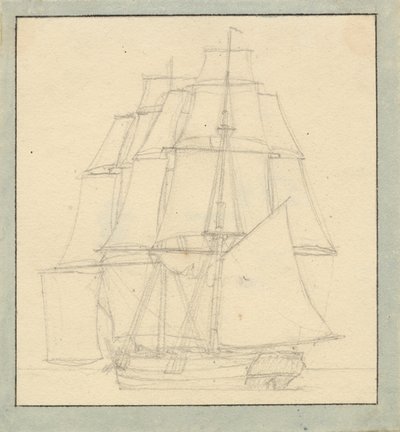 En brig med læsejl von Christoffer Wilhelm Eckersberg