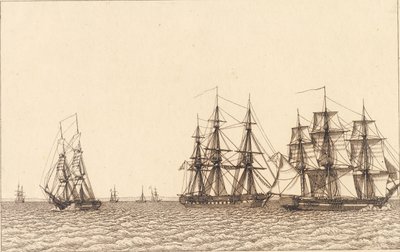 Eine Brigg segelt. Illustration zu "Linearperspectiven", Tafel IXb von Christoffer Wilhelm Eckersberg