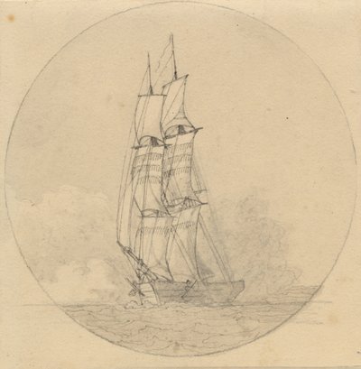 Eine Brigg unter Segeln von vorne gesehen von Christoffer Wilhelm Eckersberg
